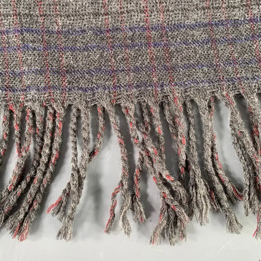 SCOTCH AND SODA Grey Navy Stripe Wool Blend Woven Scarf